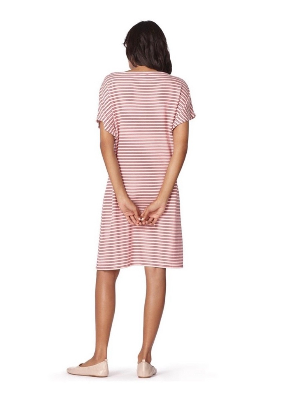 A.P.C. Red and White Striped Short-Sleeve Julia Dress